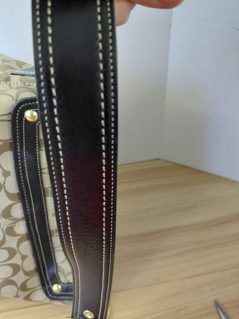 Coach Signature Canvas and Leather Shoulder Bag in Khaki/Black - Picture 14 of 17